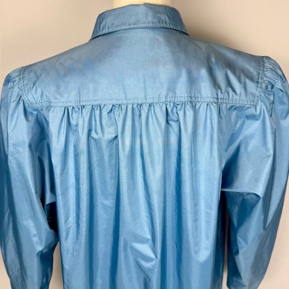 Vintage British Mist Women's Trench Coat Light Blue Lightweight Pockets Size 16 - Picture 8 of 12